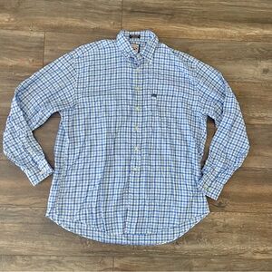 Faconnable Blue Gingham Button Down Shirt Size XLL